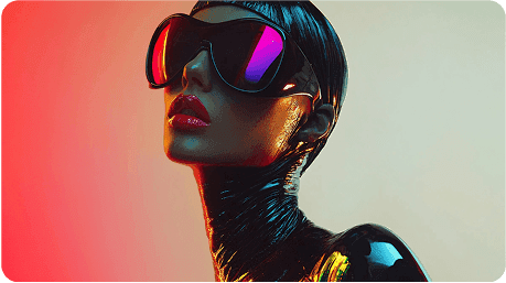 A stylish mannequin or model wearing sunglasses
