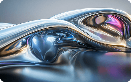 Abstract  glossy  metallic waves reflecting various colors and light