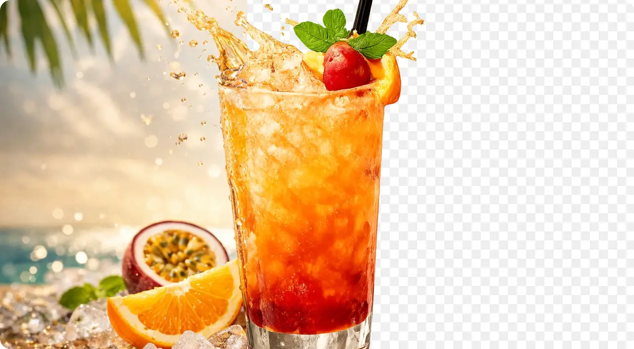 Drink product isolated on a transparent background after background removal