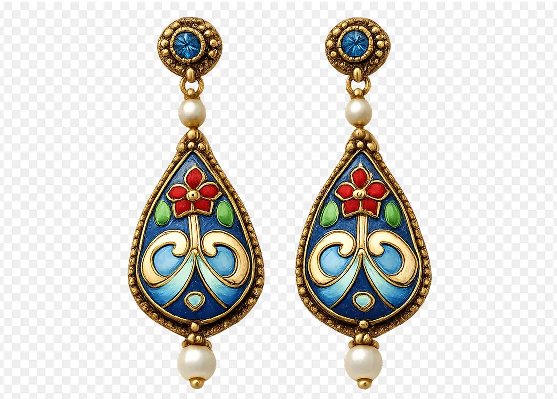 Earrings product cutout with a transparent background