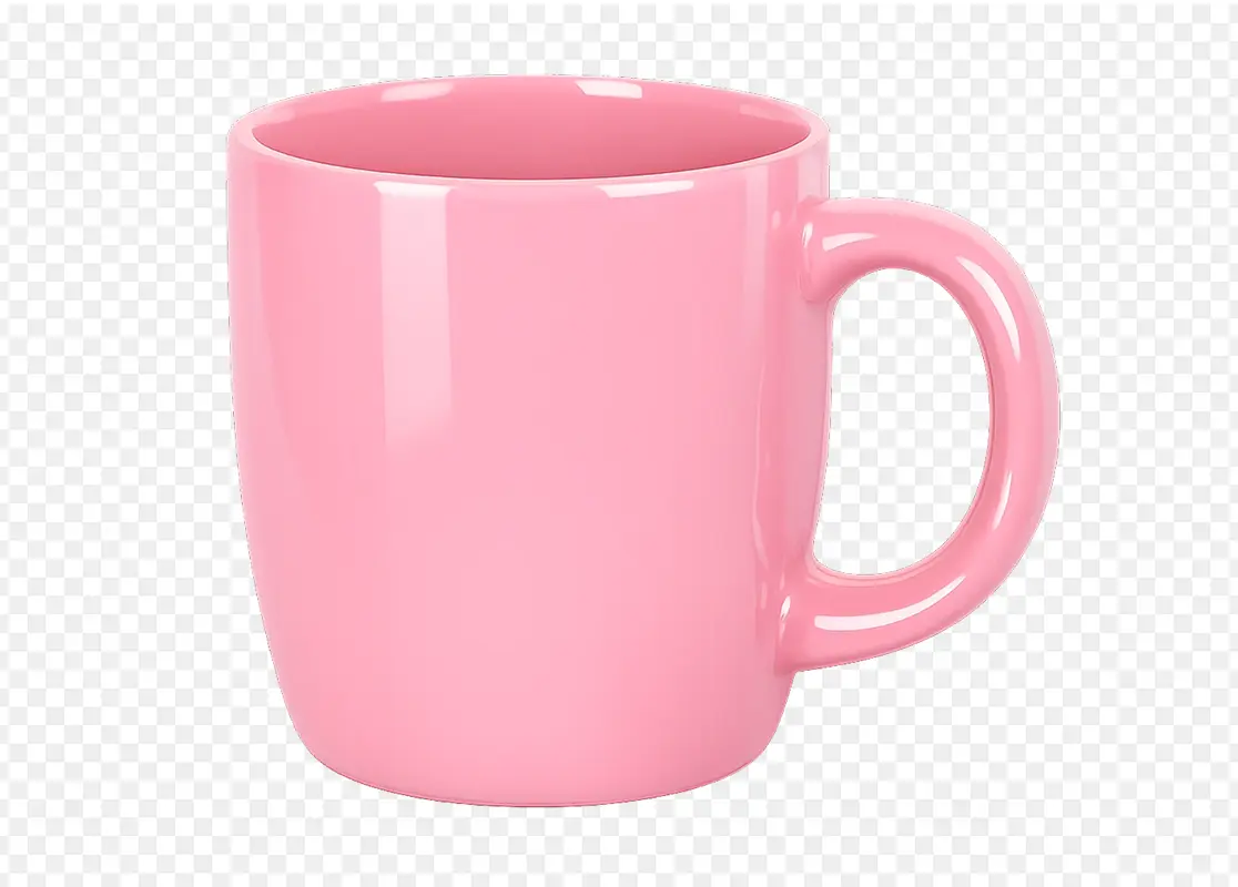 Pink cup isolated as a transparent PNG after background removal