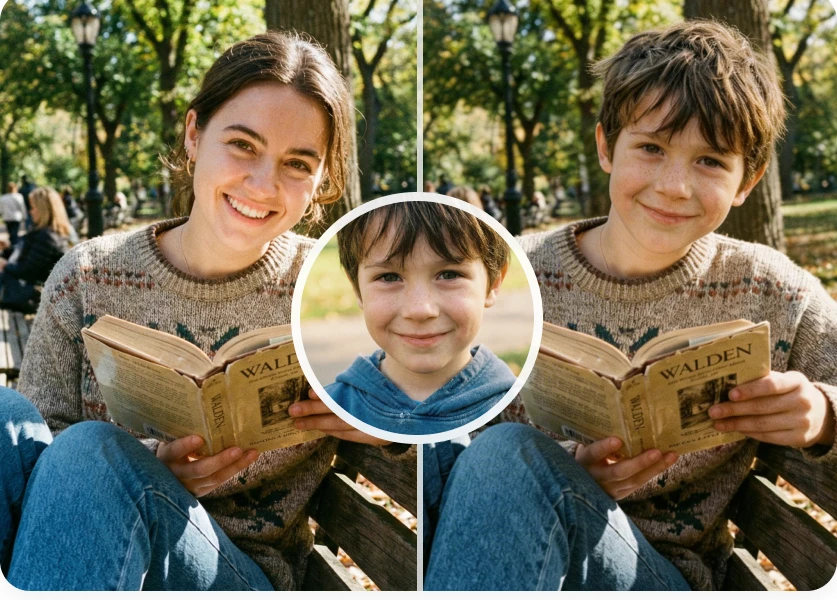 Video face swap comparison featuring a family portrait