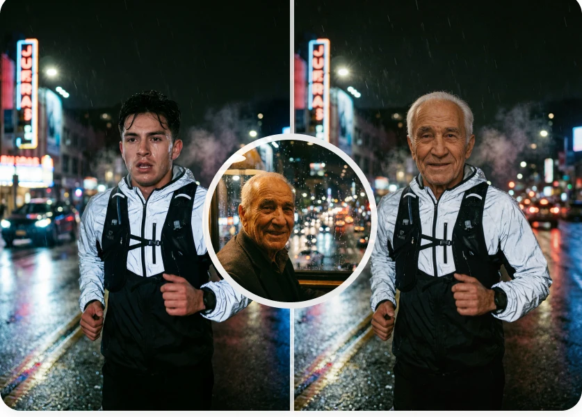 Video face swap comparison featuring a reporter