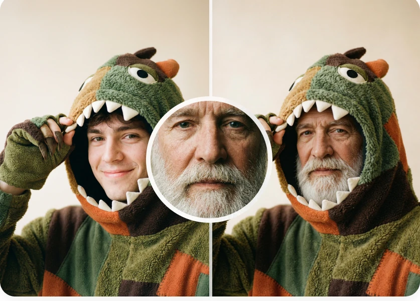 Video face swap comparison featuring a costume portrait