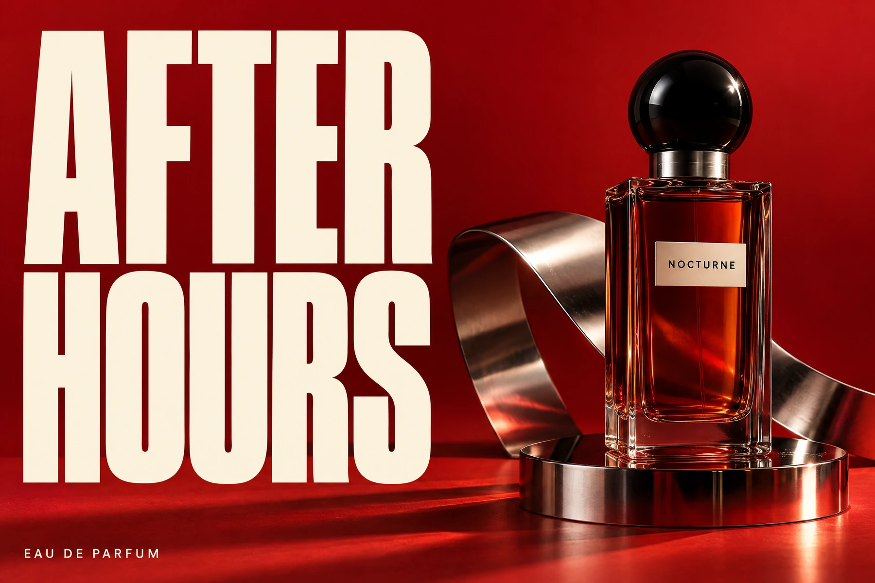 Reference image from the earlier GPT Image 2.5 article: fictional Nocturne perfume in a red AFTER HOURS campaign
